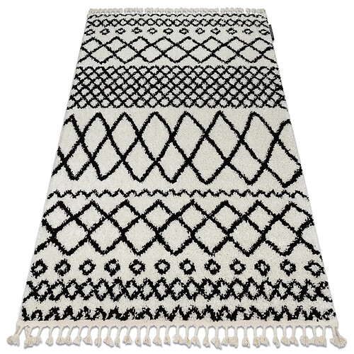 RUGSX Tapis BERBER SAFI N9040 blanc et noir Franges berbère marocain shaggy 160x220 cm