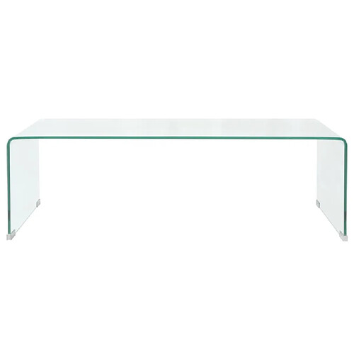 Maison Chic Table basse pour salon | Table à café 98x45x30 cm Verre trempé Transparent -GKD18687