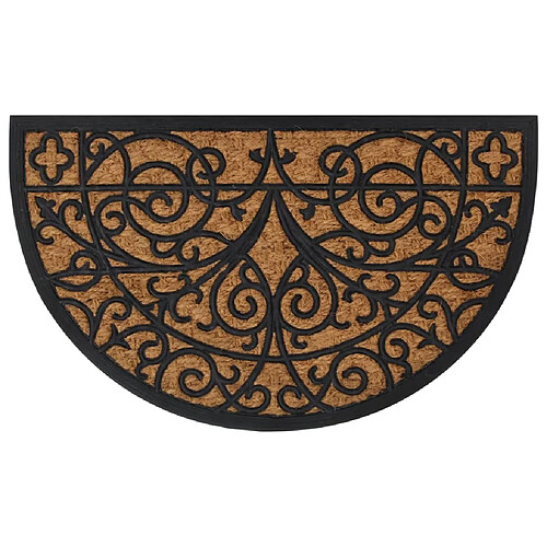 vidaXL Tapis de porte demi-rond 45x75 cm caoutchouc et fibre de coco