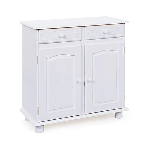 Mes Buffet 2 portes et 2 tiroirs en pin massif blanc - RISOUL