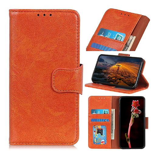 Etui en PU peau de nappa fendue orange pour votre Xiaomi Redmi Note 9 Pro/Pro Max/Note 9S