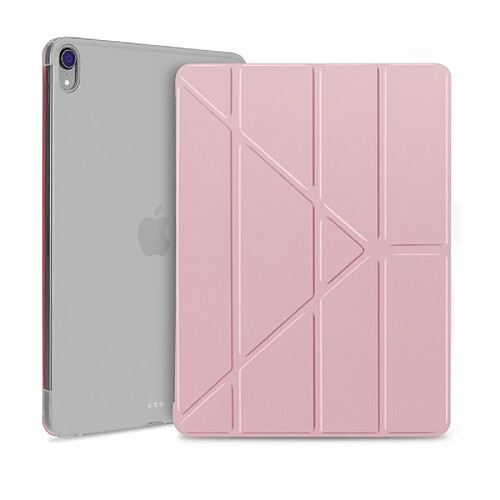 Wewoo Housse Étui Coque de protection TPU antichoc multi-rabattable pour iPad Pro12,9 pouces 2018avec support et fonction Veille / Réveil Or Rose