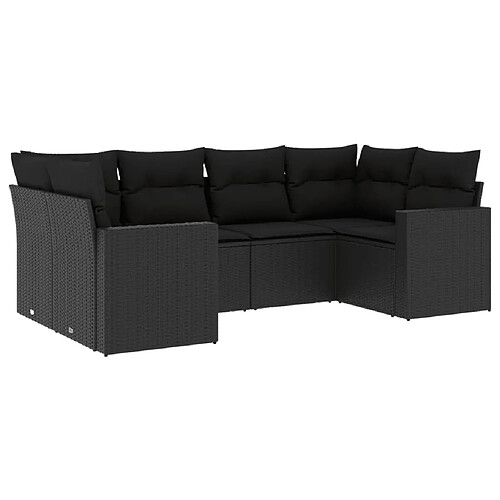 Maison Chic Salon de jardin 6 pcs avec coussins | Ensemble de Table et chaises | Mobilier d'Extérieur noir résine tressée -GKD18879