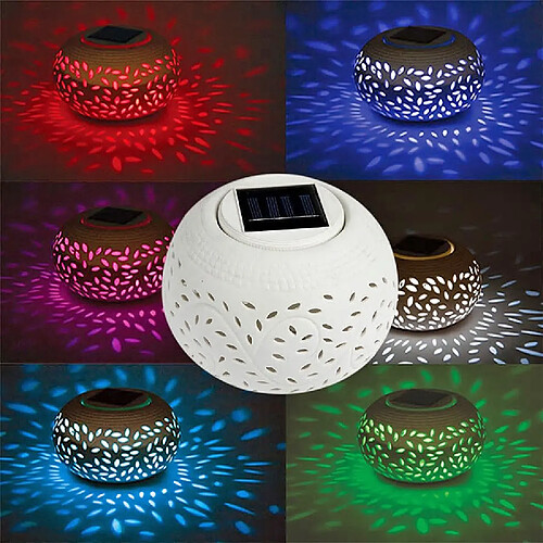 Boule Extérieur Lampe Solaire Led Rgb En Céramique Colorée Lampe De Jardin