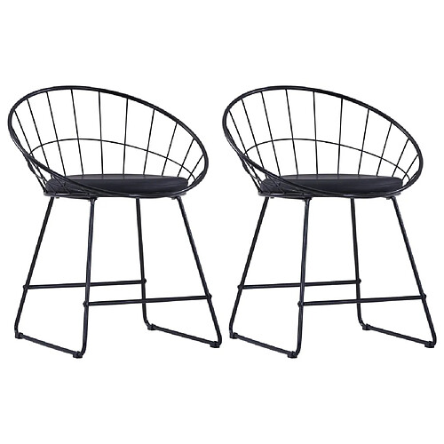 Maison Chic lot de 2 Chaises de salle à manger Chaise de cuisine Siège en similicuir noir acier -MN15936