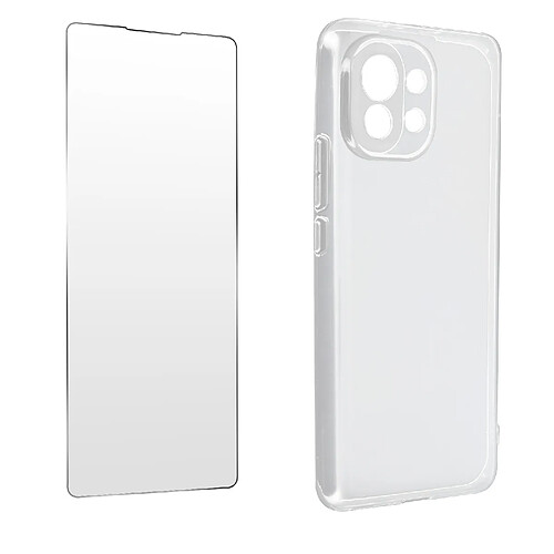 Avizar Coque Xiaomi Mi 11 5G Souple et Film Verre Trempé Dureté 9H Transparent