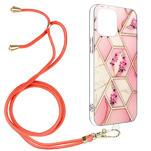 Avizar Coque Apple iPhone 13 Motif géométrique avec Cordon Amovible rose