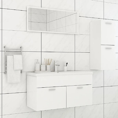 Maison Chic Ensemble de meubles de salle de bain,Armoire rangement Bain Blanc Aggloméré -MN10564