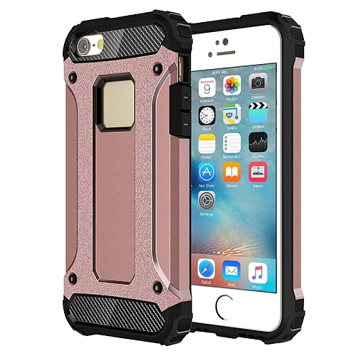 Wewoo Coque renforcée or rose pour iPhone SE & 5 & 5s Tough Armour TPU + PC Combinaison Cas