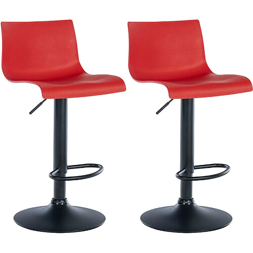 Decoshop26 Lot de 2 tabourets de bar design simple avec repose-pieds en plastique rouge pieds en métal noir 10_0004046