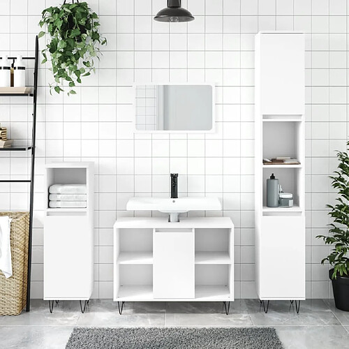 ComfortXL Ensemble De Meubles Salle De Bain 3 Pièces Blanc Bois D'ingénierie