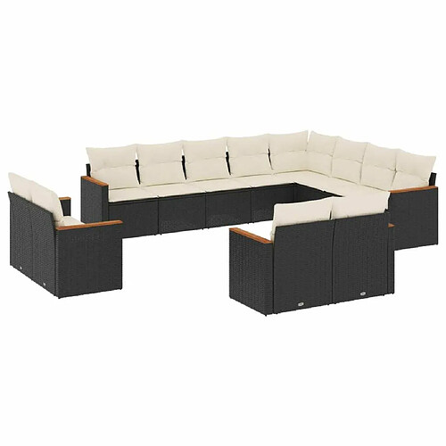 Maison Chic Salon de jardin 12 pcs avec coussins | Ensemble de Table et chaises | Mobilier d'Extérieur noir résine tressée -GKD17550