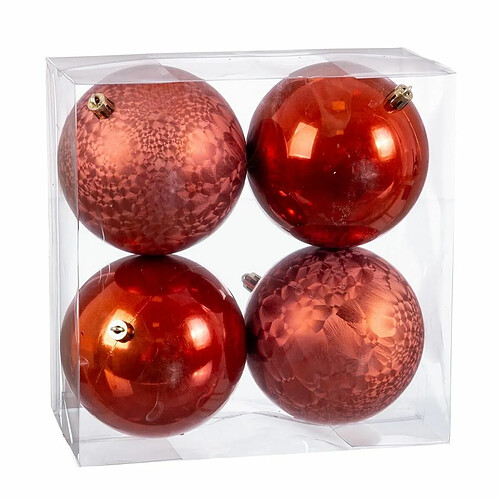 BigBuy Christmas Boules de Noël Cuivre Plastique 10 x 10 x 10 cm (4 Unités)