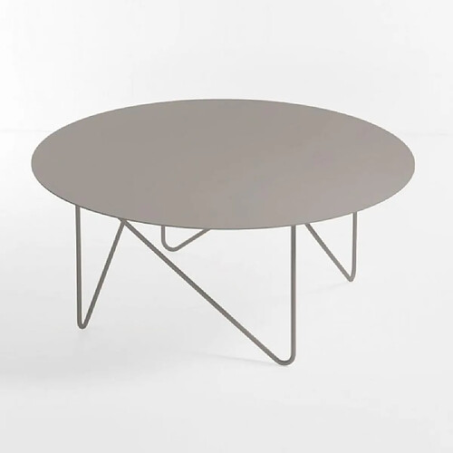 Inside 75 Table basse ronde SHAPE acier couleur Gris Tourterelle