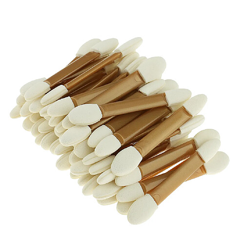 50pcs Brosse â l'Ombre des Paupières Jetable en Eponge de Double Extrémité Pinceau Eyeshadow Or