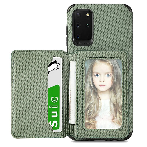 Coque en TPU + PU avec béquille et porte-carte vert pour votre Samsung Galaxy S20 Plus