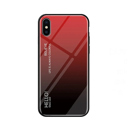 Wewoo Coque Housse en verre dégradé pour iPhone X rouge