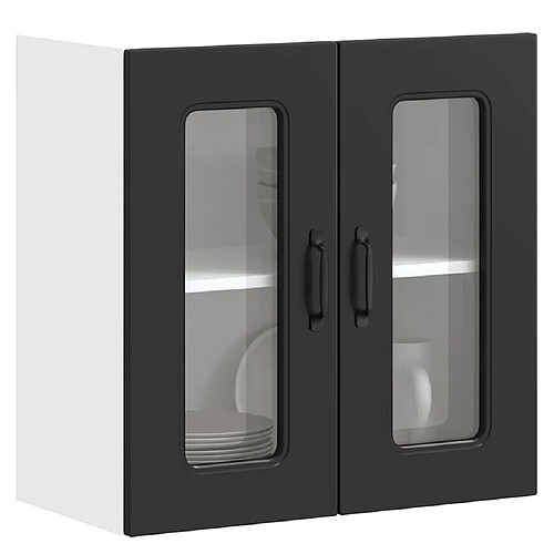 vidaXL Armoire murale de cuisine avec porte en verre Kalmar noir