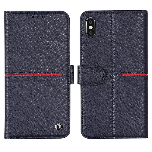 Wewoo Housse Coque Pour iPhone XR GEBEI Etui de protection en cuir à rabat horizontal avec supportlogements cartesportefeuille et cadre photo Bleu