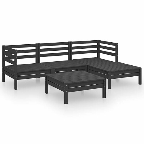 Maison Chic Salon de jardin 5 pcs - Table et chaises d'extérieur - Mobilier/Meubles de jardin Moderne Bois de pin massif Noir -MN96500