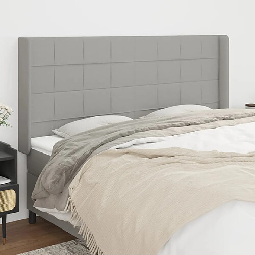 Maison Chic Tête de lit scandinave avec oreilles,meuble de chambre Gris clair 183x16x118/128 cm Tissu -MN68563