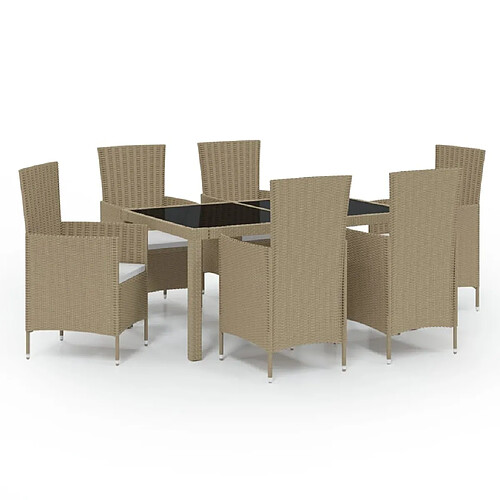 Maison Chic Mobilier à dîner 7 pcs de jardin - Ensemble table et chaises d'extérieur - Salon/Mobilier de jardin classique coussins Résine tressée Beige -MN92944