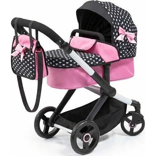 Puppen-Kinderwagen BAYER Design 17060AA Xeo tief Schwarz, Pink (17060AA)