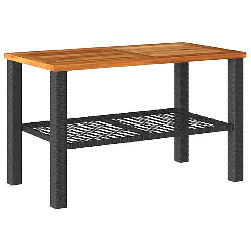 Maison Chic Table de jardin | Table d'extérieur noir 70x38x42 cm résine tressée et bois acacia -GKD51771