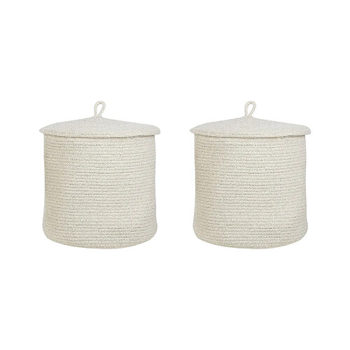 Beliani Lot de 2 paniers en coton blanc crème d 33 cm SILOPI