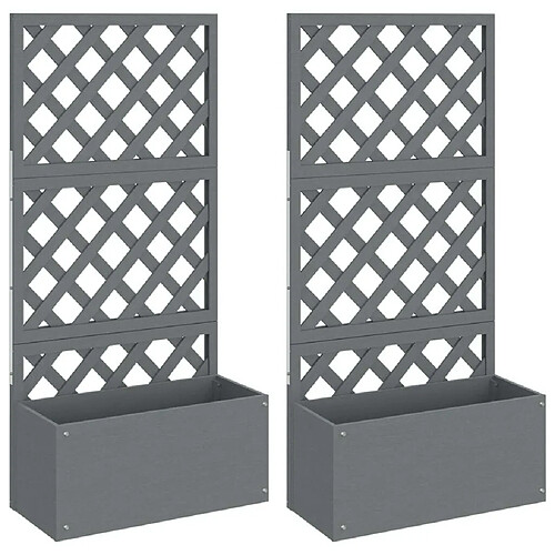 Maison Chic Jardinière,Bac à fleurs - pot de fleurs en treillis 2 pcs Gris 65x33x135 cm WPC -GKD28925