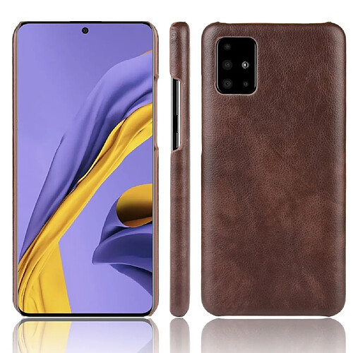 Wewoo Coque Pour Galaxy A51 Shockproof Litchi Texture PC + PU Case Brown