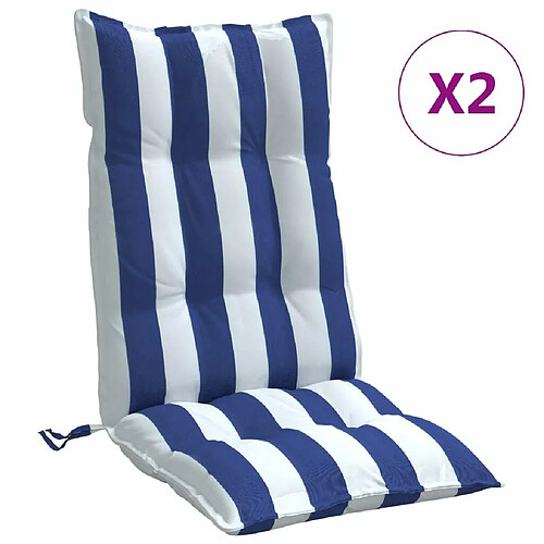 Maison Chic lot de 2 Coussins Confort,Coussins de chaise à dossier haut rayures bleu/blanc -GKD71293