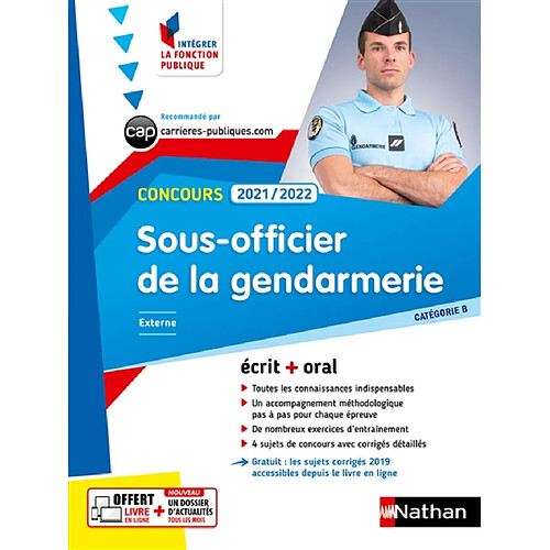 Sous-officier de la gendarmerie, concours 2021-2022 : catégorie B, externe : écrit + oral · Occasion