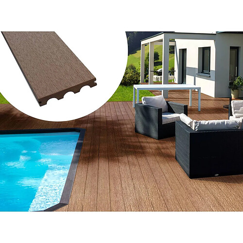 Habitat Et Jardin Pack 5 m² - Lames de terrasse composite pleines - Marron