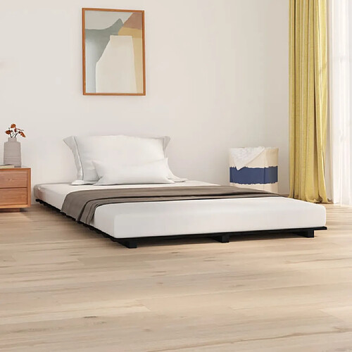 vidaXL Cadre de lit sans matelas noir 150x200 cm bois de pin massif