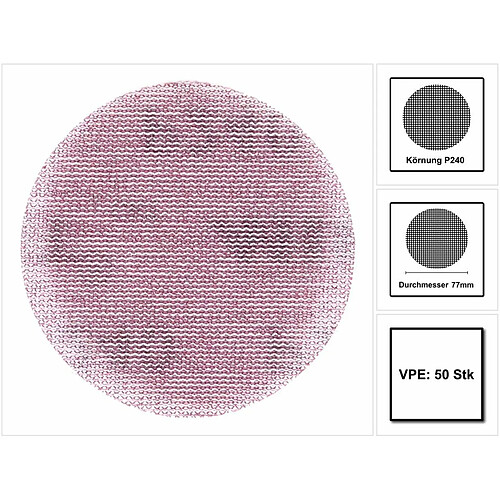 Mirka ABRANET Disque abrasif pour ponçage Grip - Ø 77mm P240 - 50 pièces. ( 5420305025 )