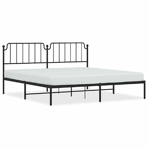 Maison Chic Cadre/structure de lit métal et tête de lit pour adulte - Lit Moderne Chambre noir 193x203 cm -MN25760