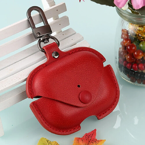 Wewoo Coque Pour AirPods Pro Litchi Housse en cuir écouteurs PU avec crochet rouge