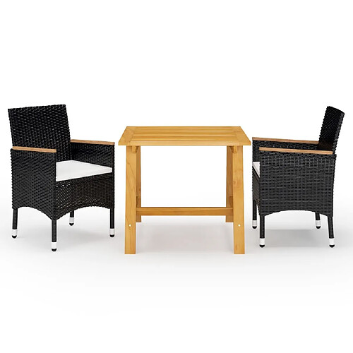 Salle à manger de jardin 3 pcs,Table et chaise à dîner Noir -MN74744