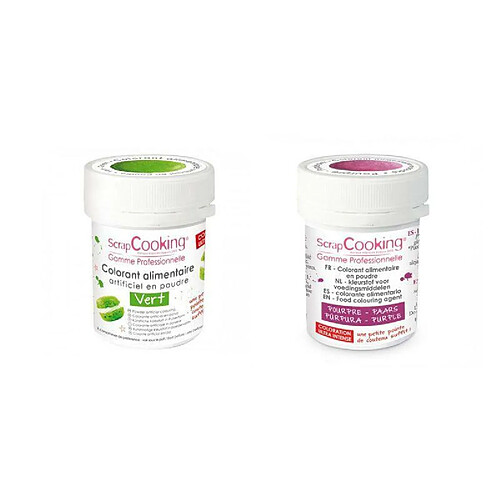 Scrapcooking 2 colorants alimentaires en poudre - vert-pourpre