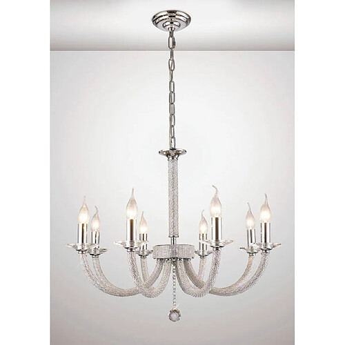 Luminaire Center Suspension Elena 8 Ampoules chrome poli/cristal