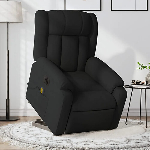 vidaXL Fauteuil inclinable de massage électrique Noir Tissu