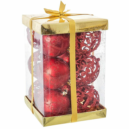 BigBuy Christmas Boules de Noël Rouge Plastique 6 x 6 x 6 cm (12 Unités)