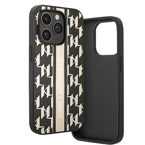 Karl Lagerfeld Coque pour iPhone 14 Pro Dos Cuir Vegan Bords Rehaussés Noir