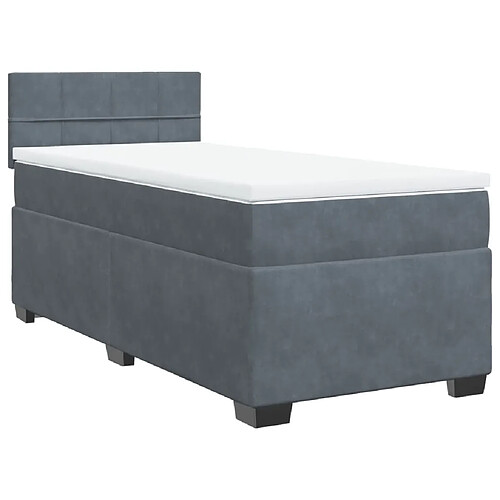 Vidaxl Sommier à lattes de lit et matelas Gris foncé 90x190 cm Velours