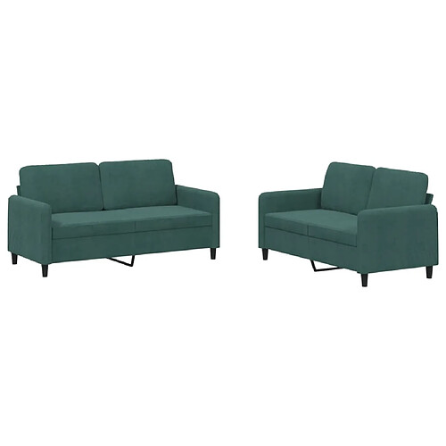 Maison Chic Ensemble de canapés 2 pcs, Canapé droit Sofa pour Salon vert foncé velours -GKD686801