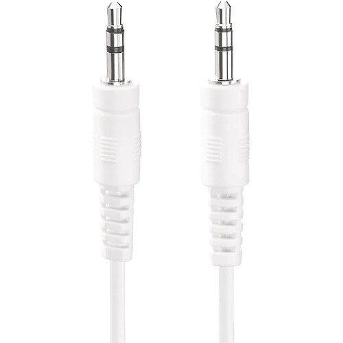 HDSupply AC011-005 Câble de connexion audio stéréo 3,5 mm mâle vers 3,5 mm mâle, design ultra mince, 0,50 m, blanc