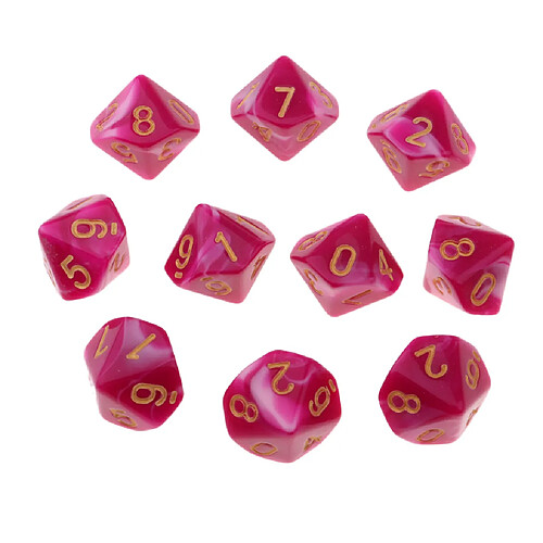 10x dés de jeu 16 dés 16mm Dice pour jeux de société / enseignement des mathématiques Rose + Blanc