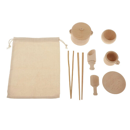 Cuisine Jeux de simulation Accessoires Jouets avec En Bois Ustensiles de Cuisine Pots et Plaque Ensemble pour Enfants Garçons