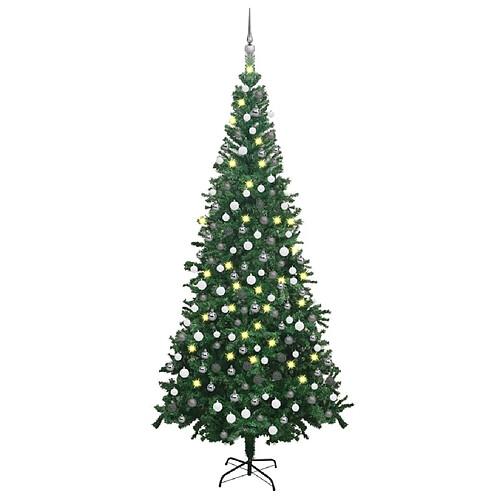 vidaXL Arbre de Noël artificiel pré-éclairé et boules L 240 cm vert